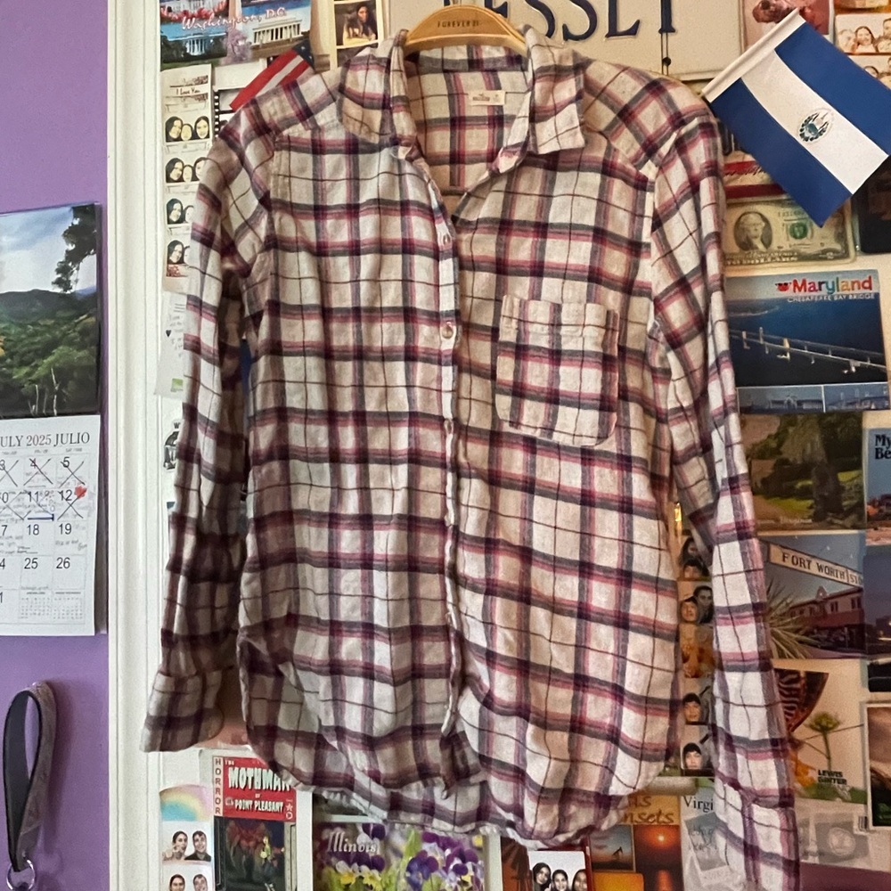 Hollister Pink Plaid Flannel